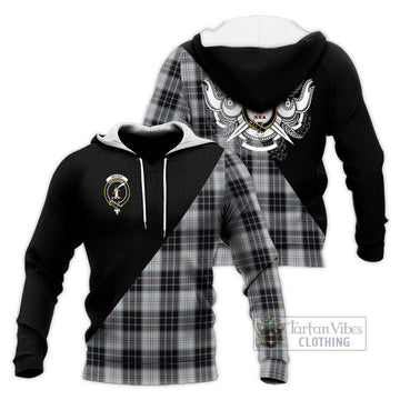 MacRae Dress Tartan Knitted Hoodie with Family Crest and Military Logo Style