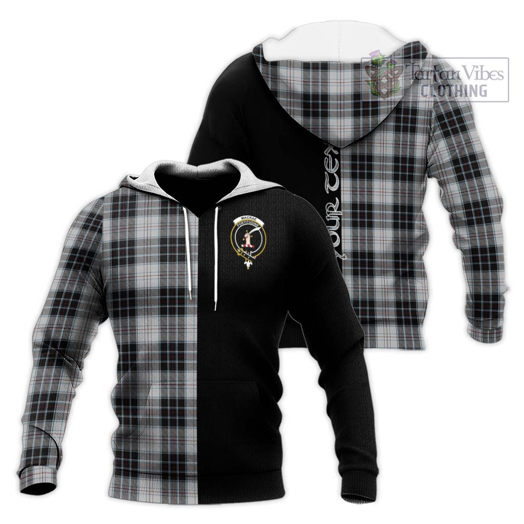 MacRae Dress Tartan Knitted Hoodie with Family Crest and Half Of Me Style Unisex Knitted Pullover Hoodie - Tartanvibesclothing Shop