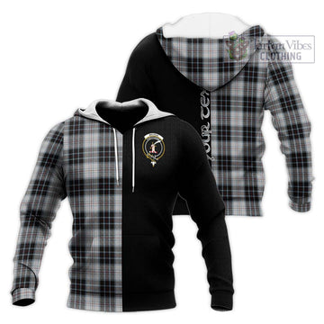 MacRae Dress Tartan Knitted Hoodie with Family Crest and Half Of Me Style