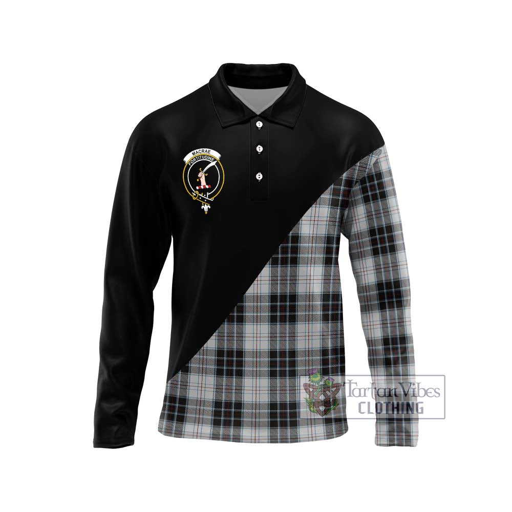 MacRae Dress Tartan Long Sleeve Polo Shirt with Family Crest and Military Logo Style Unisex - Tartanvibesclothing Shop