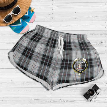 MacRae Dress Tartan Womens Shorts with Family Crest