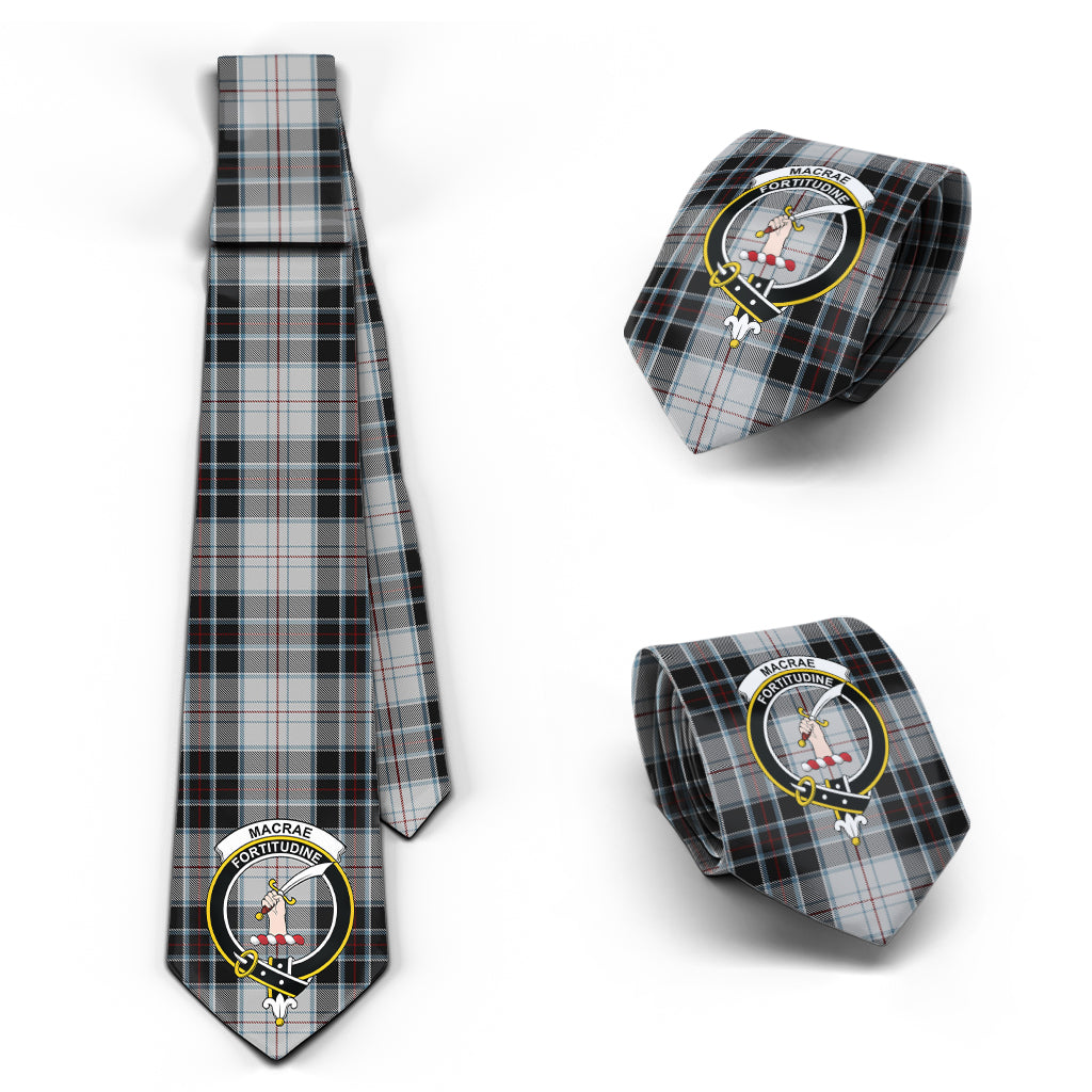 MacRae Dress Tartan Classic Necktie with Family Crest Necktie One Size - Tartan Vibes Clothing