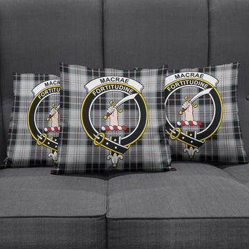 MacRae Dress Tartan Pillow Cover with Family Crest