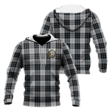 MacRae Dress Tartan Knitted Hoodie with Family Crest