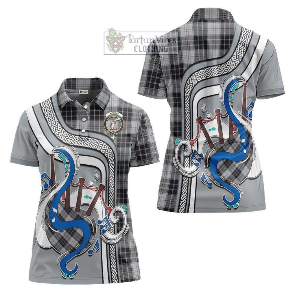 MacRae Dress Tartan Women's Polo Shirt with Epic Bagpipe Style Women - Tartanvibesclothing Shop