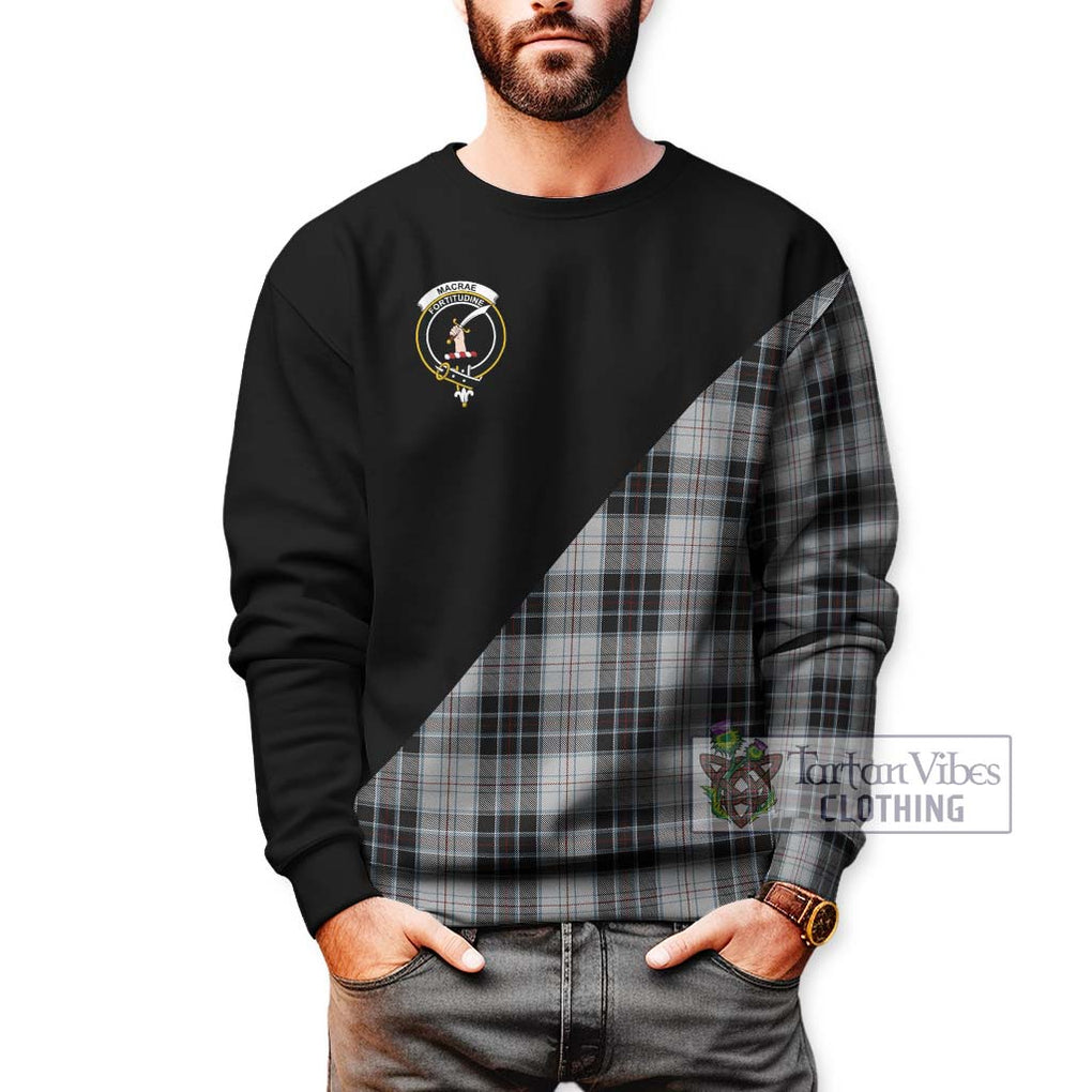 MacRae Dress Tartan Sweatshirt with Family Crest and Military Logo Style Unisex - Tartanvibesclothing Shop