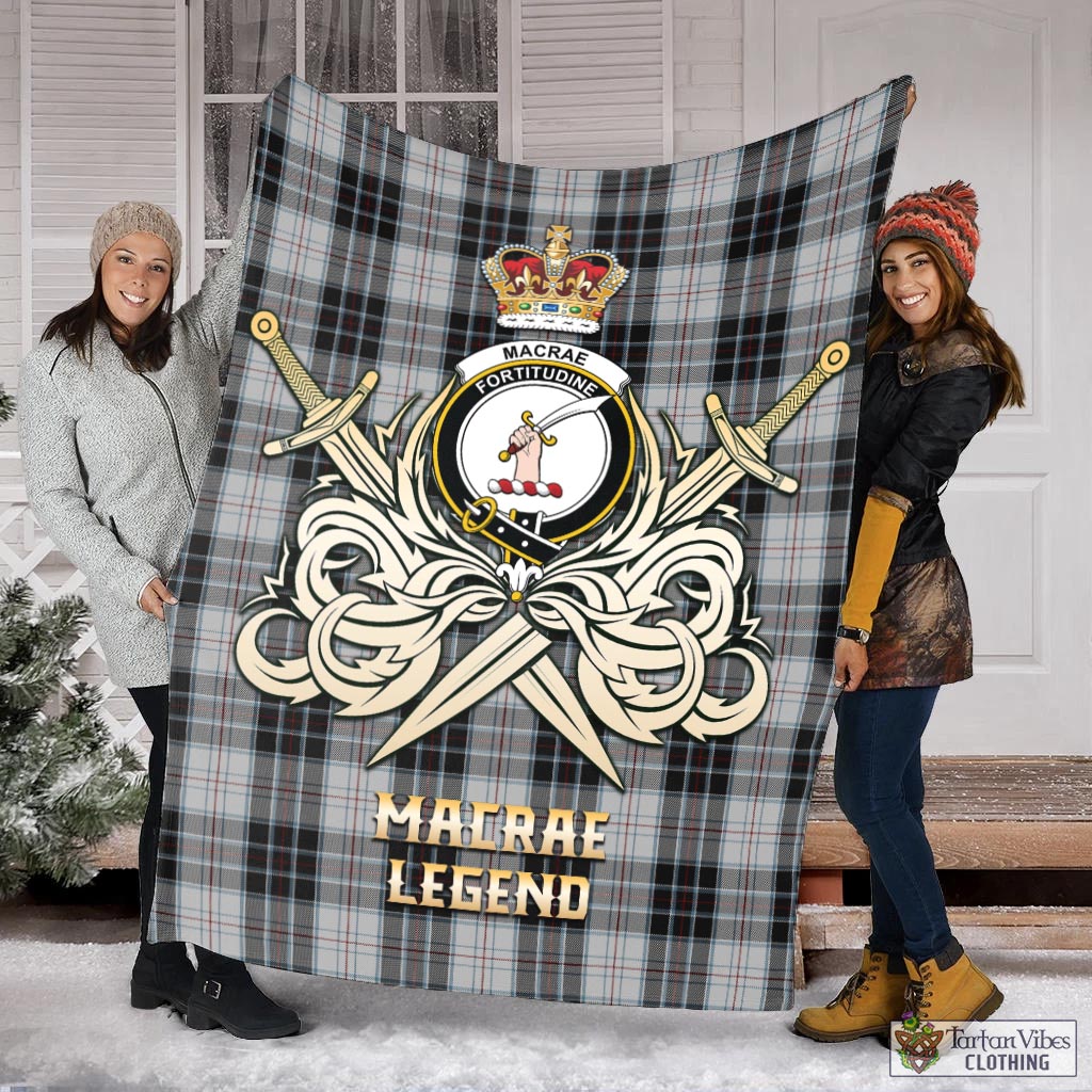 Tartan Vibes Clothing MacRae Dress Tartan Blanket with Clan Crest and the Golden Sword of Courageous Legacy