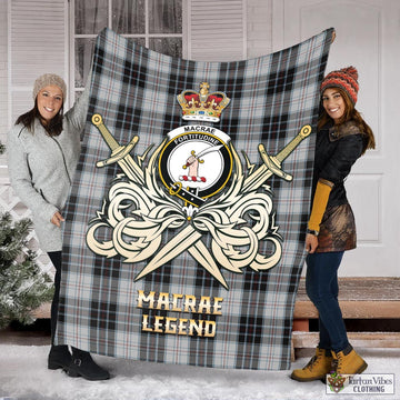 MacRae Dress Tartan Blanket with Clan Crest and the Golden Sword of Courageous Legacy