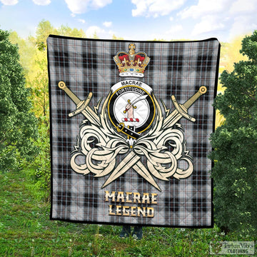 MacRae Dress Tartan Quilt with Clan Crest and the Golden Sword of Courageous Legacy