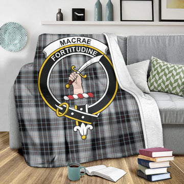 MacRae Dress Tartan Blanket with Family Crest