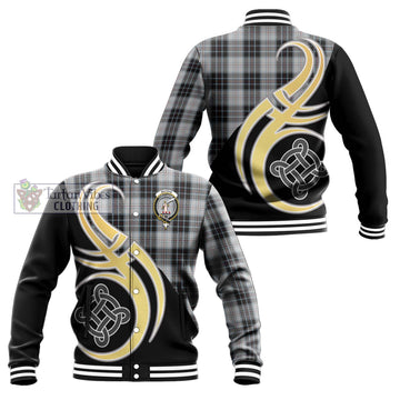 MacRae Dress Tartan Baseball Jacket with Family Crest and Celtic Symbol Style