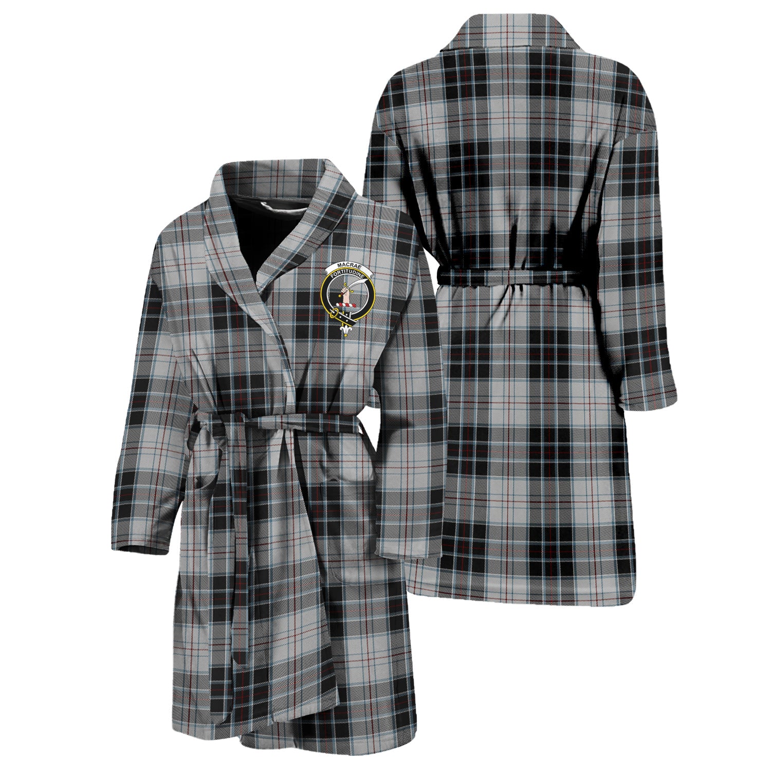 MacRae Dress Tartan Bathrobe with Family Crest Unisex S - Tartan Vibes Clothing