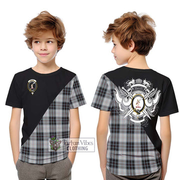 MacRae Dress Tartan Kid T-Shirt with Family Crest and Military Logo Style