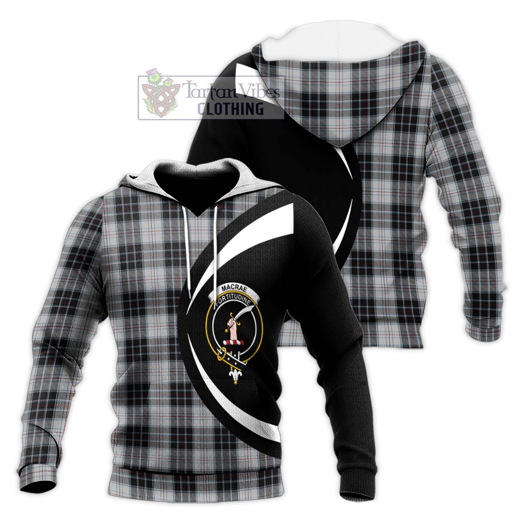 MacRae Dress Tartan Knitted Hoodie with Family Crest Circle Style Unisex Knitted Pullover Hoodie - Tartan Vibes Clothing