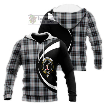 MacRae Dress Tartan Knitted Hoodie with Family Crest Circle Style