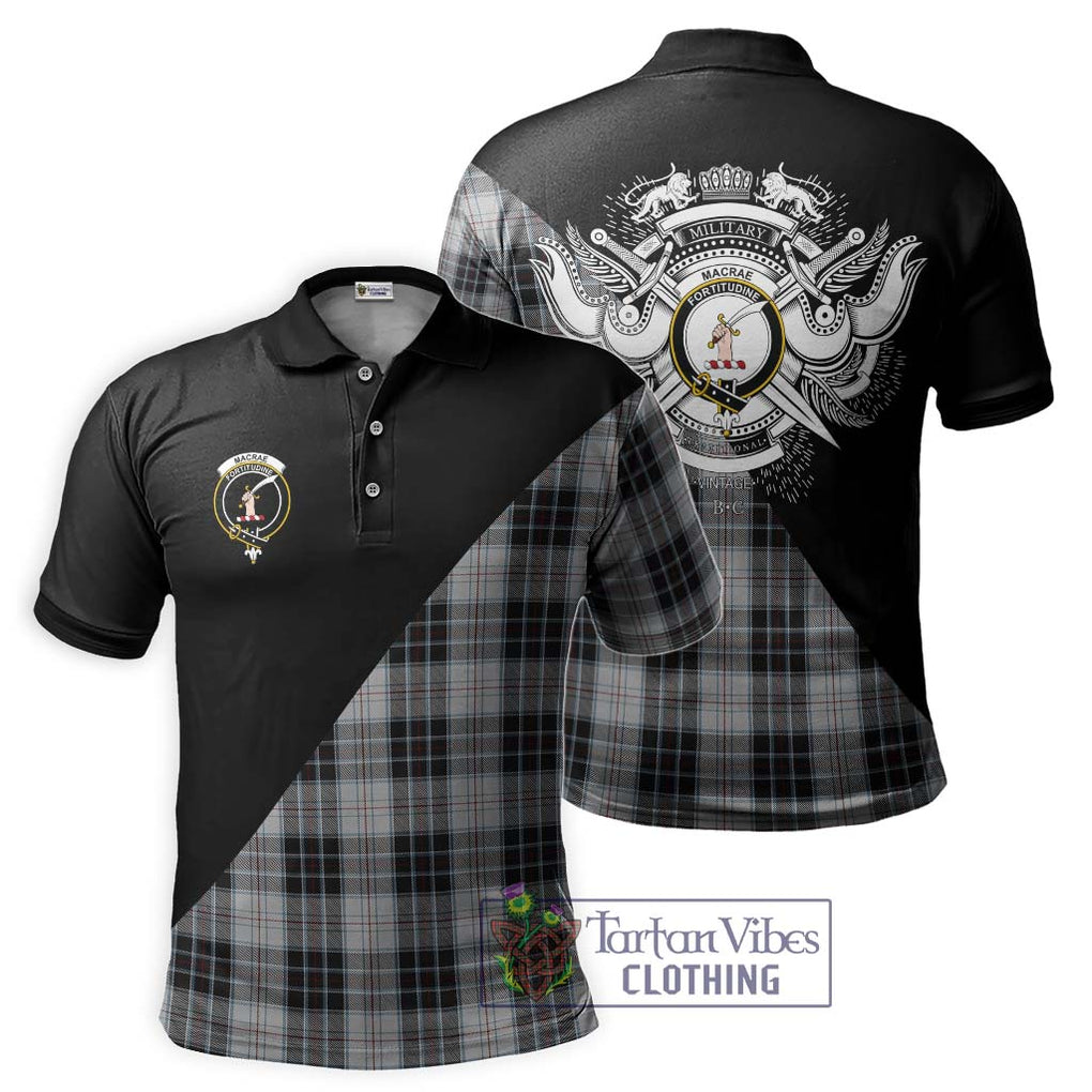 MacRae Dress Tartan Polo Shirt with Family Crest and Military Logo Style Kid - Tartanvibesclothing Shop