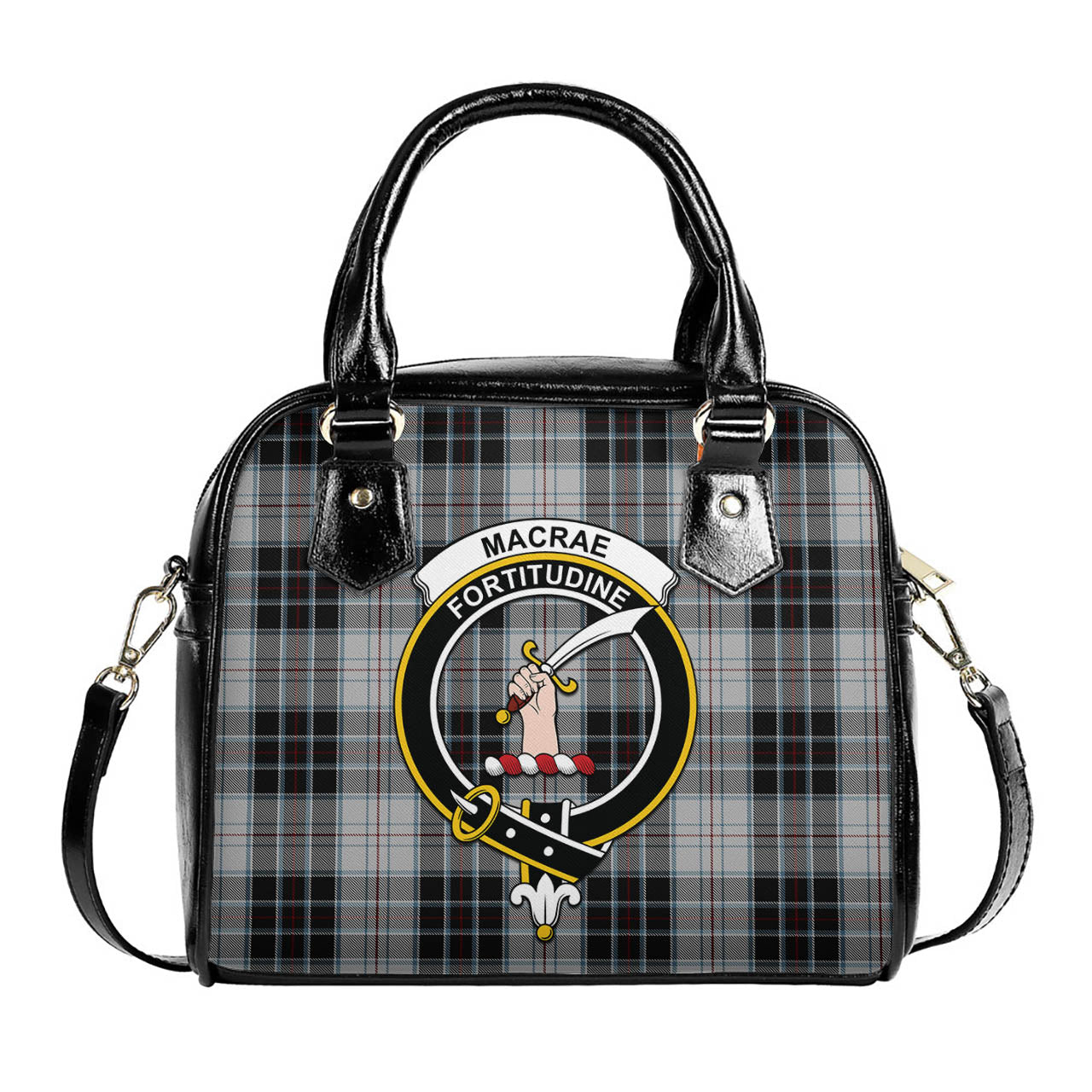 MacRae Dress Tartan Shoulder Handbags with Family Crest One Size 6*25*22 cm - Tartanvibesclothing