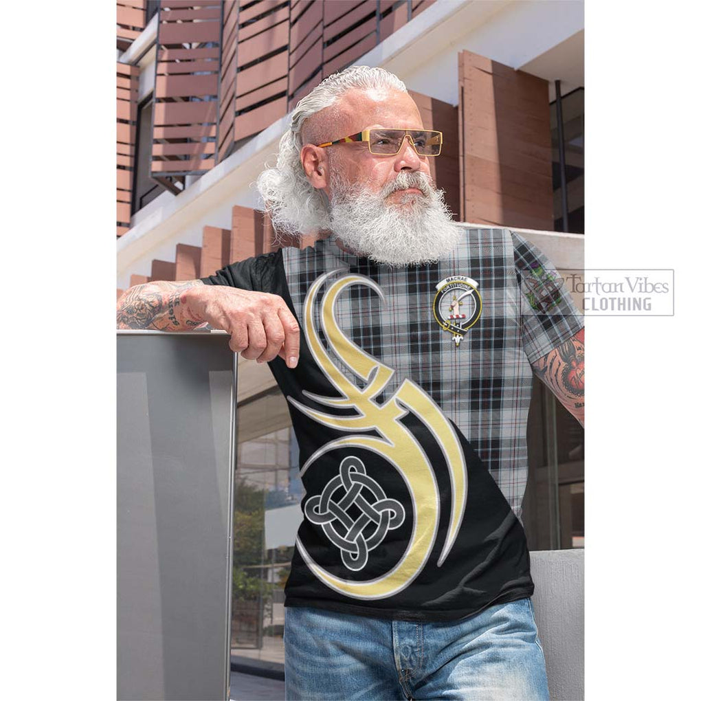 Tartan Vibes Clothing MacRae Dress Tartan Cotton T-shirt with Family Crest and Celtic Symbol Style