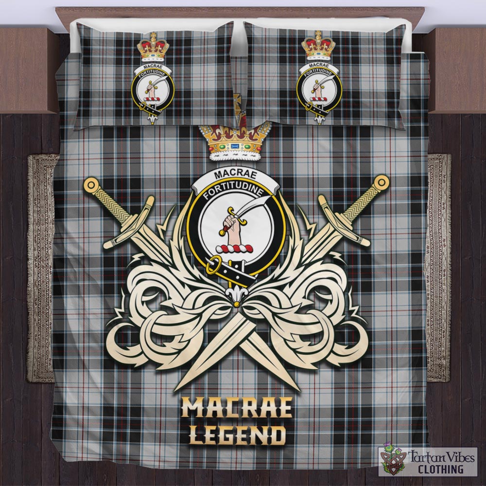 Tartan Vibes Clothing MacRae Dress Tartan Bedding Set with Clan Crest and the Golden Sword of Courageous Legacy