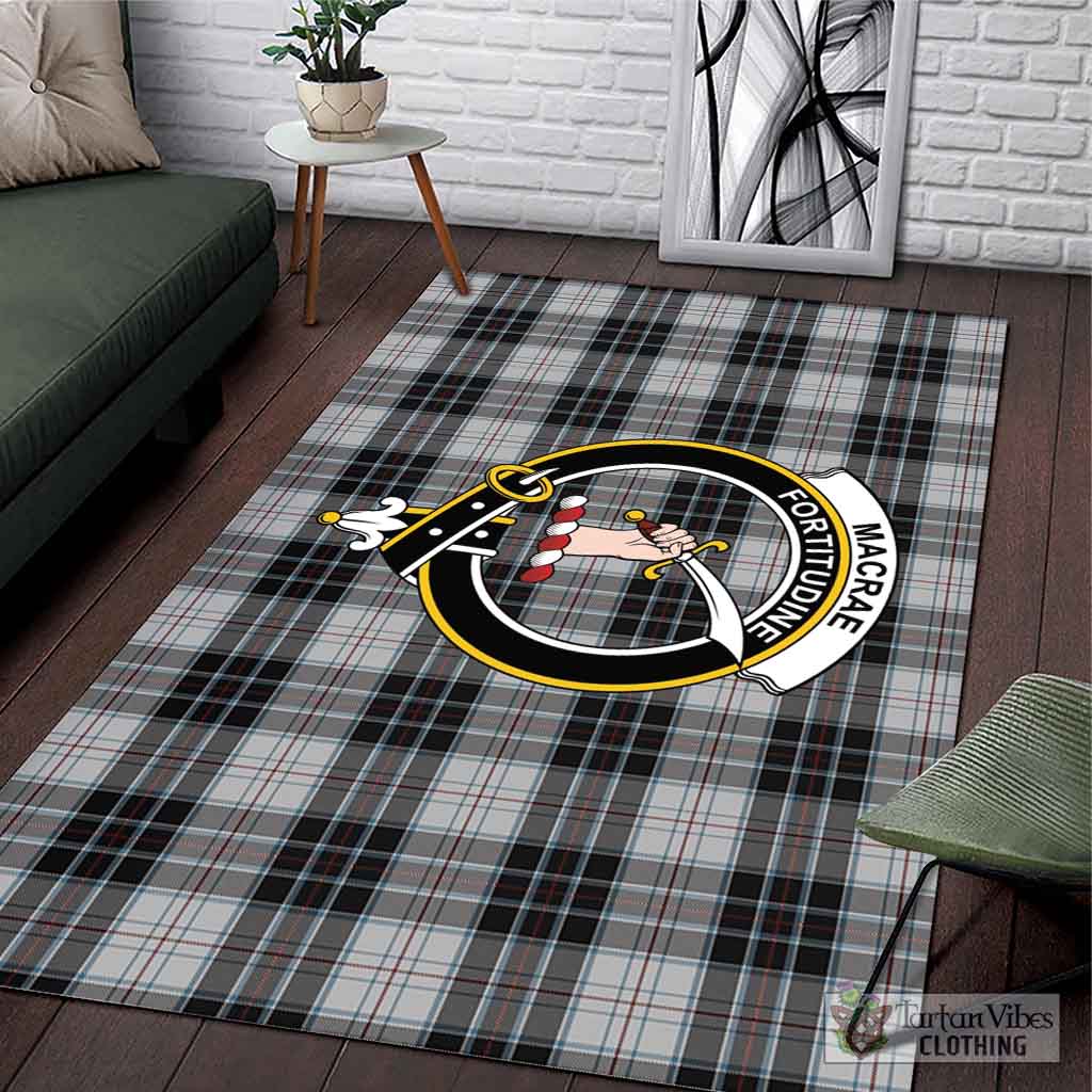 Tartan Vibes Clothing MacRae Dress Tartan Area Rug with Family Crest