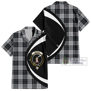 MacRae Dress Tartan Short Sleeve Button Up with Family Crest Circle Style