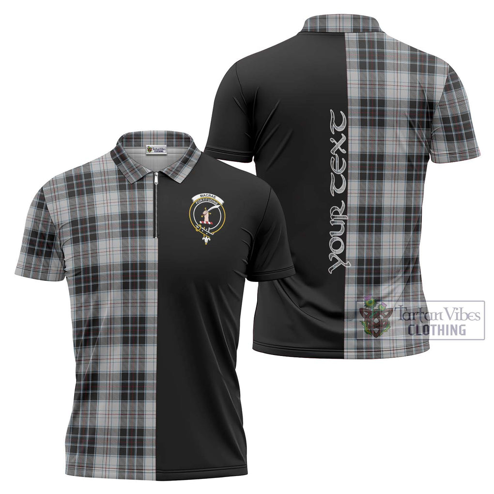 MacRae Dress Tartan Zipper Polo Shirt with Family Crest and Half Of Me Style Unisex - Tartanvibesclothing Shop