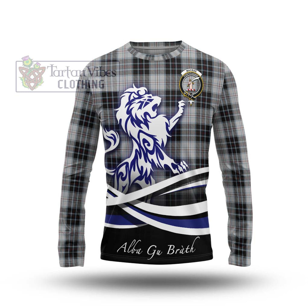 MacRae Dress Tartan Long Sleeve T-Shirt with Alba Gu Brath Regal Lion Emblem Unisex - Tartanvibesclothing Shop