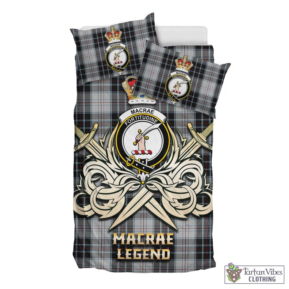 Tartan Vibes Clothing MacRae Dress Tartan Bedding Set with Clan Crest and the Golden Sword of Courageous Legacy