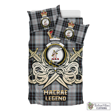 MacRae Dress Tartan Bedding Set with Clan Crest and the Golden Sword of Courageous Legacy