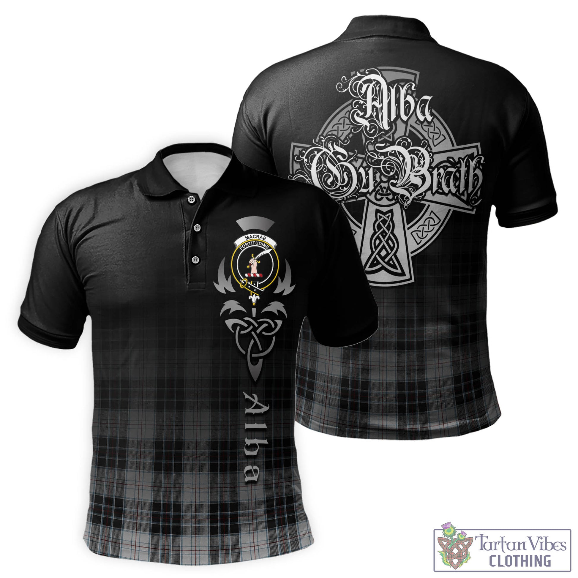 Tartan Vibes Clothing MacRae Dress Tartan Polo Shirt Featuring Alba Gu Brath Family Crest Celtic Inspired