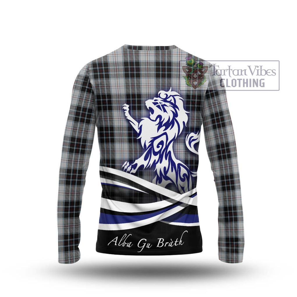 MacRae Dress Tartan Long Sleeve T-Shirt with Alba Gu Brath Regal Lion Emblem - Tartanvibesclothing Shop