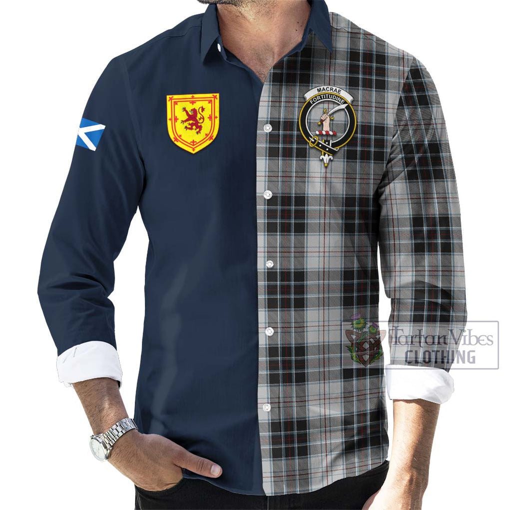 Tartan Vibes Clothing MacRae Dress Tartan Long Sleeve Button Shirt with Scottish Lion Royal Arm Half Style