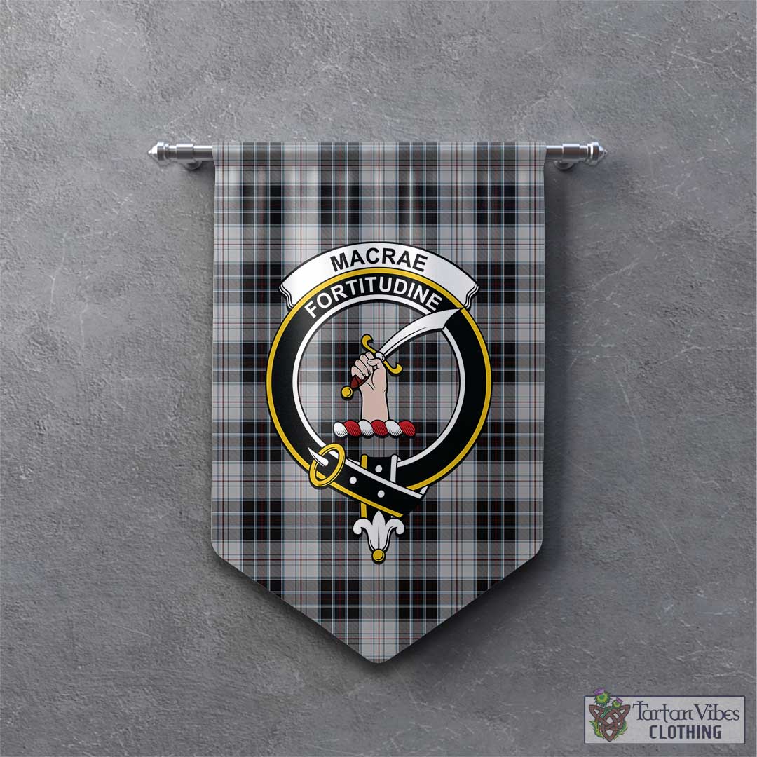 Tartan Vibes Clothing MacRae Dress Tartan Gonfalon, Tartan Banner with Family Crest