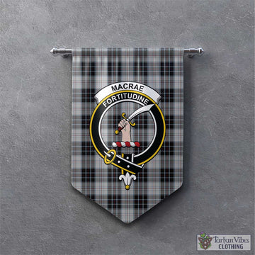 MacRae Dress Tartan Gonfalon, Tartan Banner with Family Crest