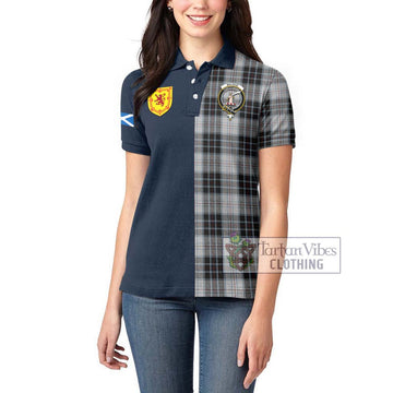 MacRae Dress Tartan Women's Polo Shirt Alba with Scottish Lion Royal Arm Half Style