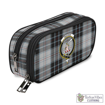 MacRae Dress Tartan Pen and Pencil Case with Family Crest