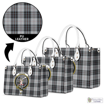 MacRae Dress Tartan Luxury Leather Handbags with Family Crest