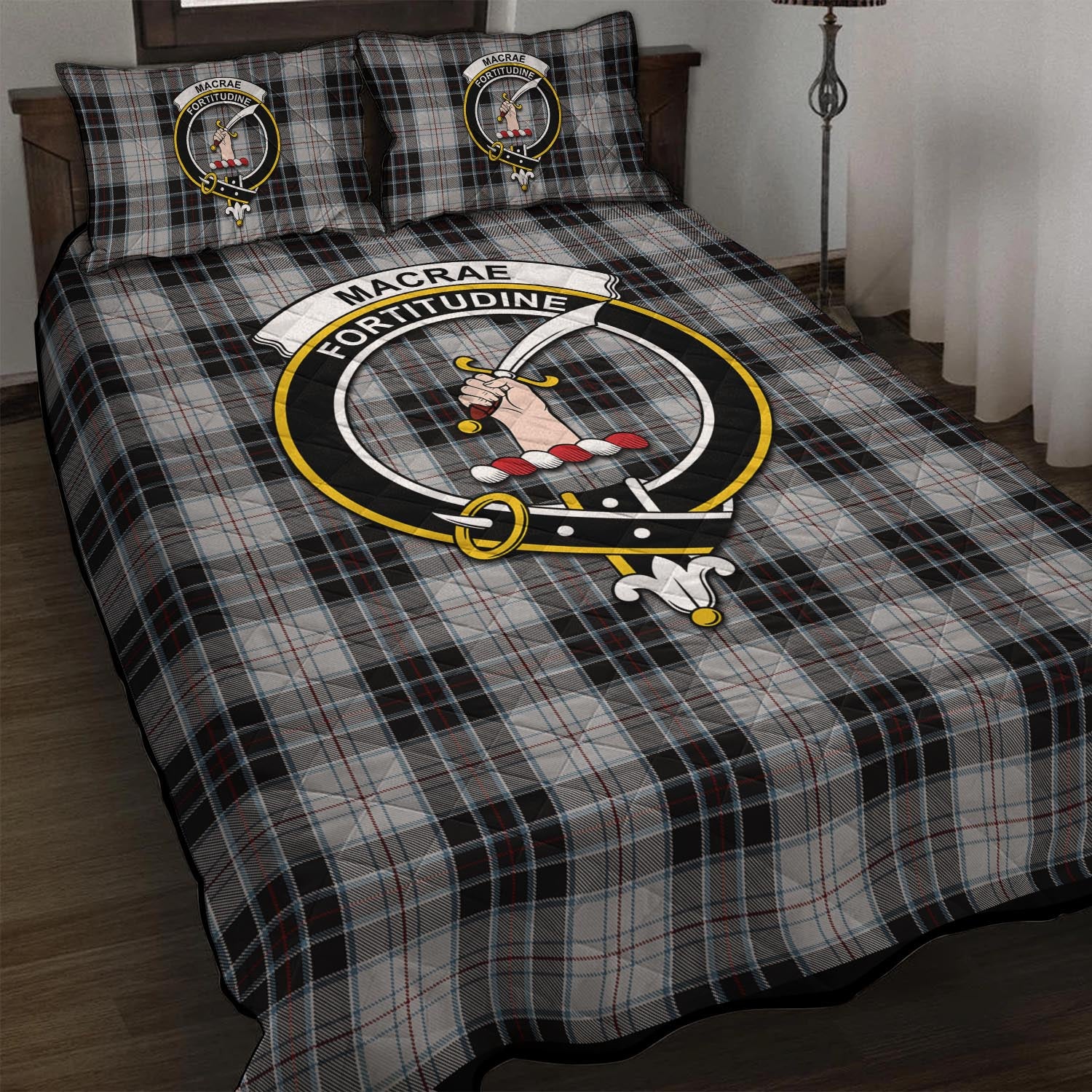 MacRae Dress Tartan Quilt Bed Set with Family Crest - Tartan Vibes Clothing