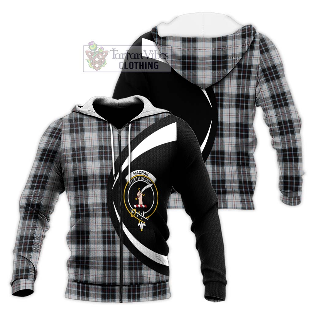 MacRae Dress Tartan Knitted Hoodie with Family Crest Circle Style Unisex Knitted Zip Hoodie - Tartan Vibes Clothing