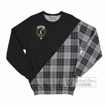 MacRae Dress Tartan Sweatshirt with Family Crest and Military Logo Style