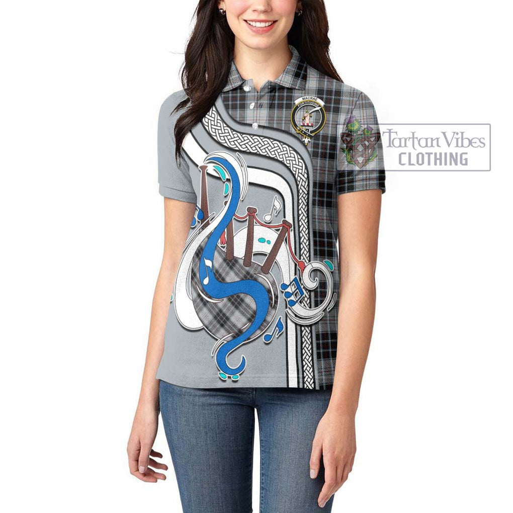 MacRae Dress Tartan Women's Polo Shirt with Epic Bagpipe Style - Tartanvibesclothing Shop