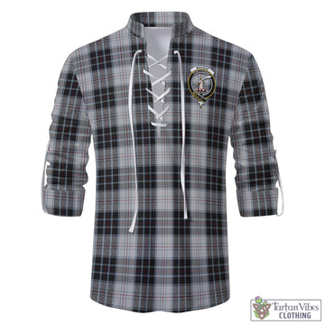 MacRae Dress Tartan Men's Scottish Traditional Jacobite Ghillie Kilt Shirt with Family Crest