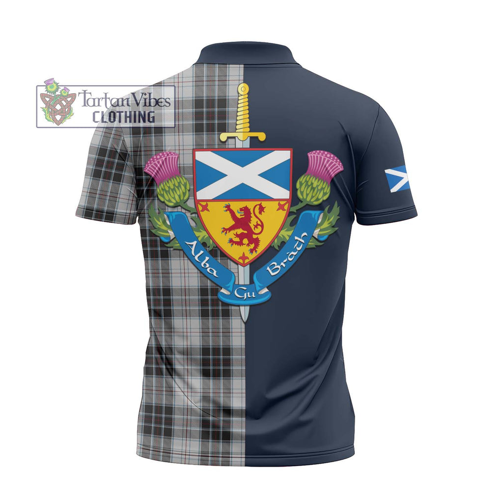 Tartan Vibes Clothing MacRae Dress Tartan Zipper Polo Shirt with Scottish Lion Royal Arm Half Style