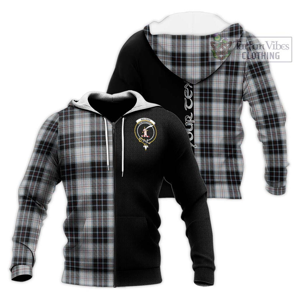 MacRae Dress Tartan Knitted Hoodie with Family Crest and Half Of Me Style Unisex Knitted Zip Hoodie - Tartanvibesclothing Shop