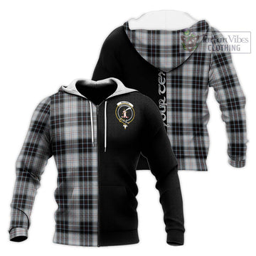 MacRae Dress Tartan Knitted Hoodie with Family Crest and Half Of Me Style