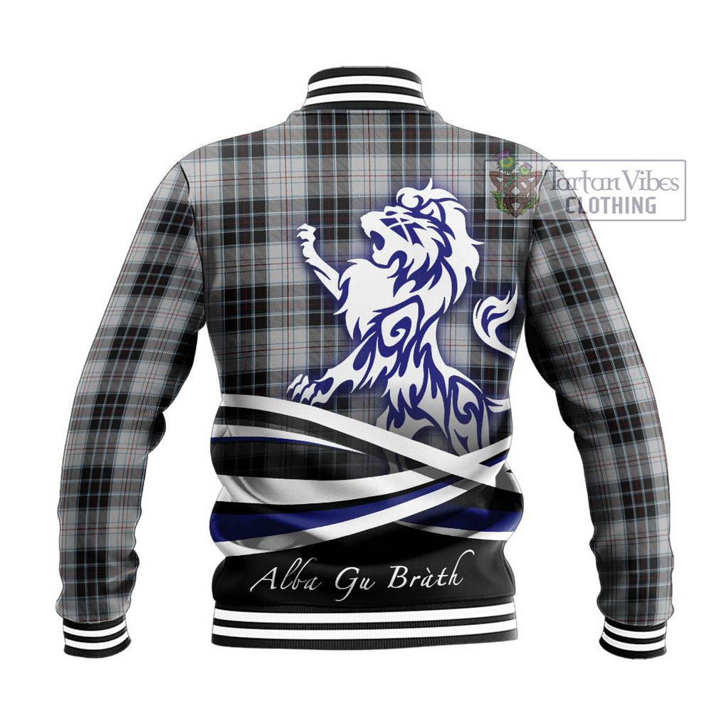 MacRae Dress Tartan Baseball Jacket with Alba Gu Brath Regal Lion Emblem - Tartanvibesclothing Shop