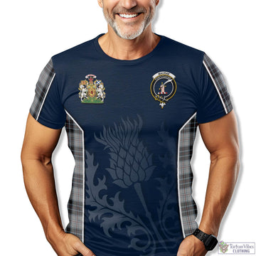 MacRae Dress Tartan T-Shirt with Family Crest and Scottish Thistle Vibes Sport Style