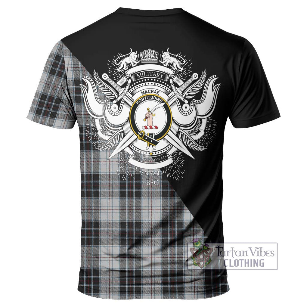 MacRae Dress Tartan T-Shirt with Family Crest and Military Logo Style - Tartanvibesclothing Shop