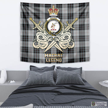 MacRae Dress Tartan Tapestry with Clan Crest and the Golden Sword of Courageous Legacy