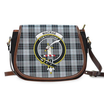 MacRae Dress Tartan Saddle Bag with Family Crest